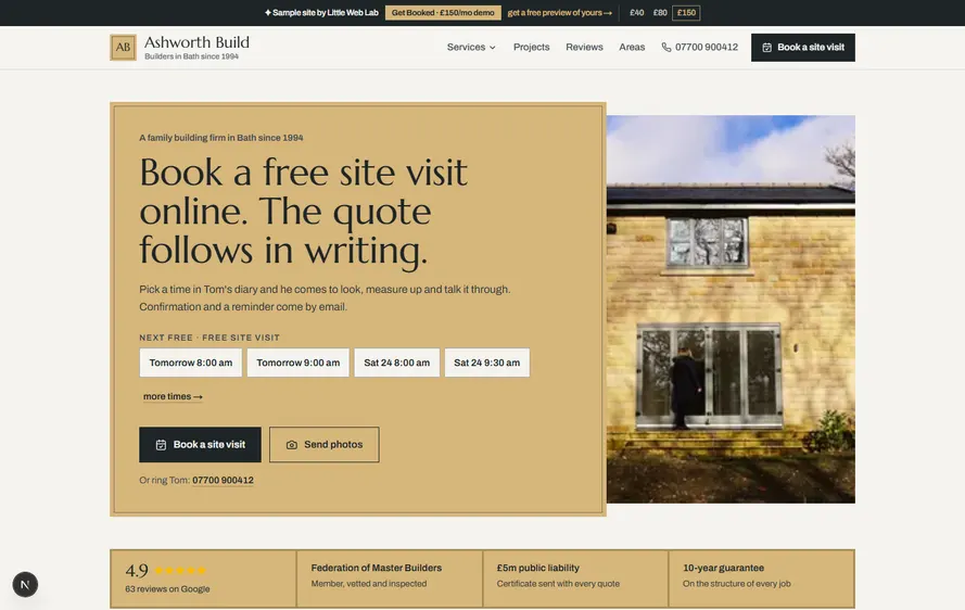 Ashworth Build — Builder website built by Little Web Lab
