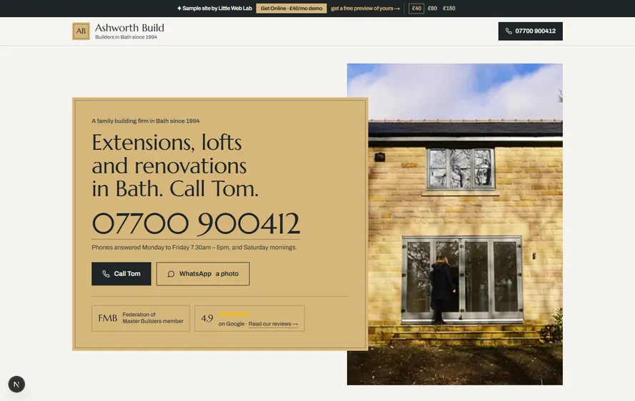 Ashworth Build — Builder website built by Little Web Lab