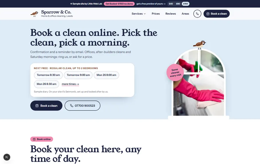Sparrow & Co. Cleaning — Cleaner website built by Little Web Lab