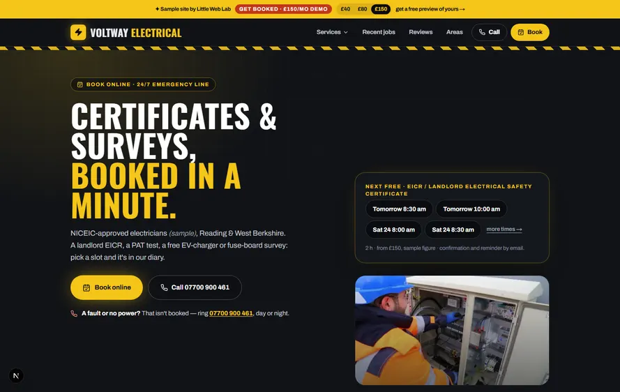 Voltway Electrical — Electrician website built by Little Web Lab