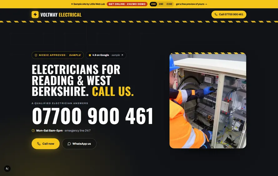 Voltway Electrical — Electrician website built by Little Web Lab