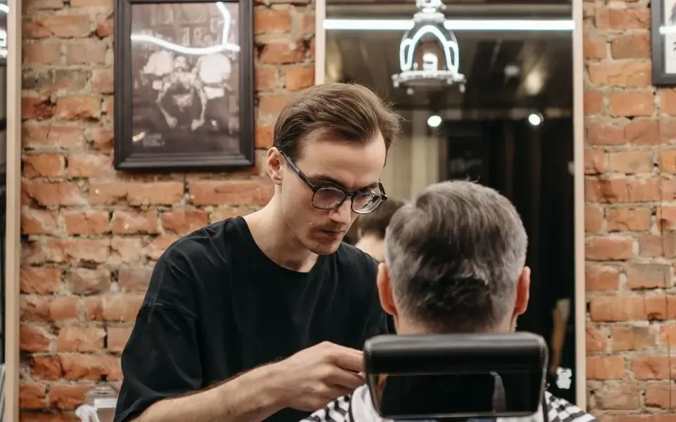 A barber at work